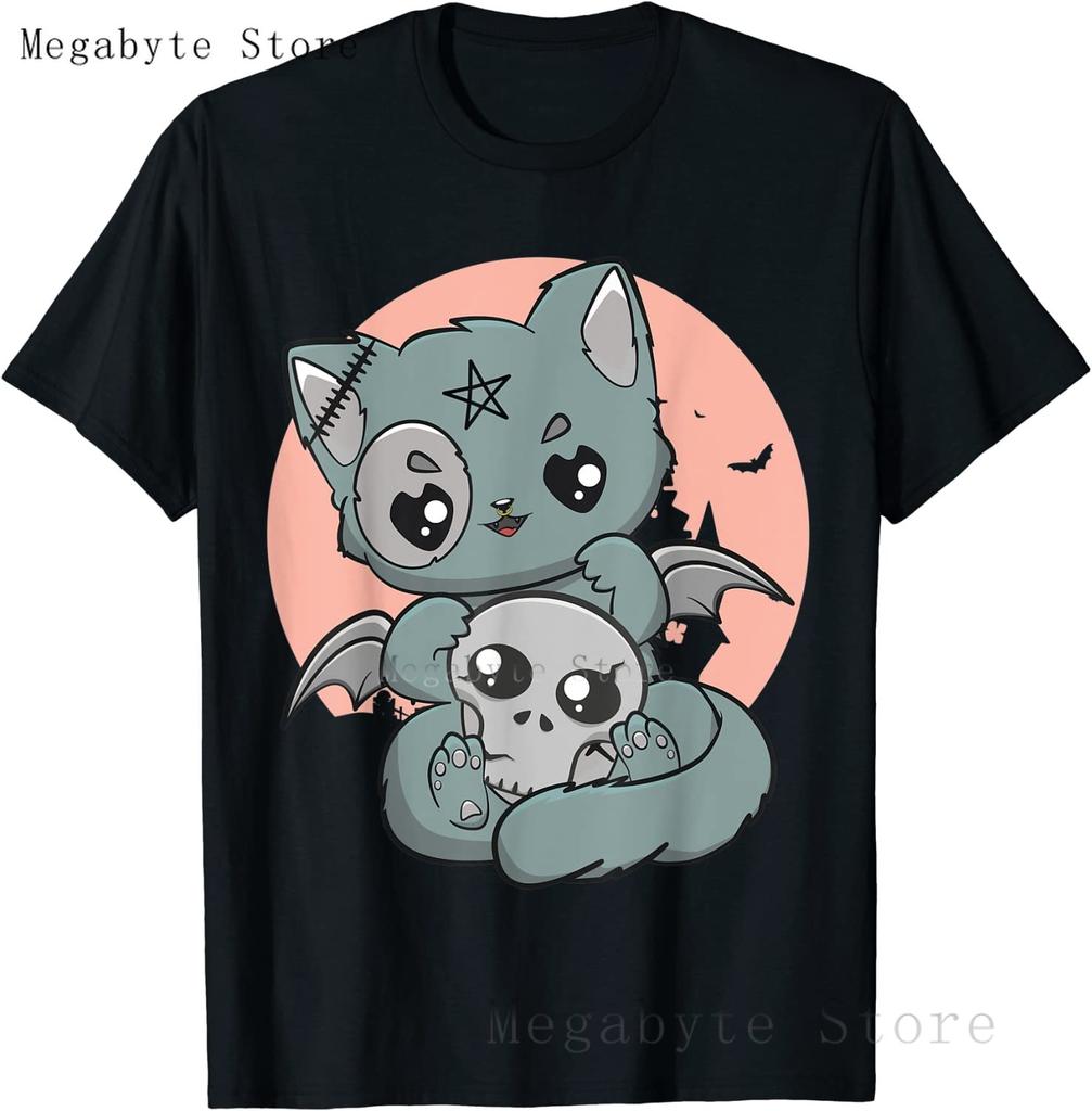 Pastel Goth T Shirt Unisex Women Kawaii Cartoon Gothic Cat Clothes Harajuku Shirt Unisex Graphic Tees FeUnisex Hip Hop Tshirt Unisex