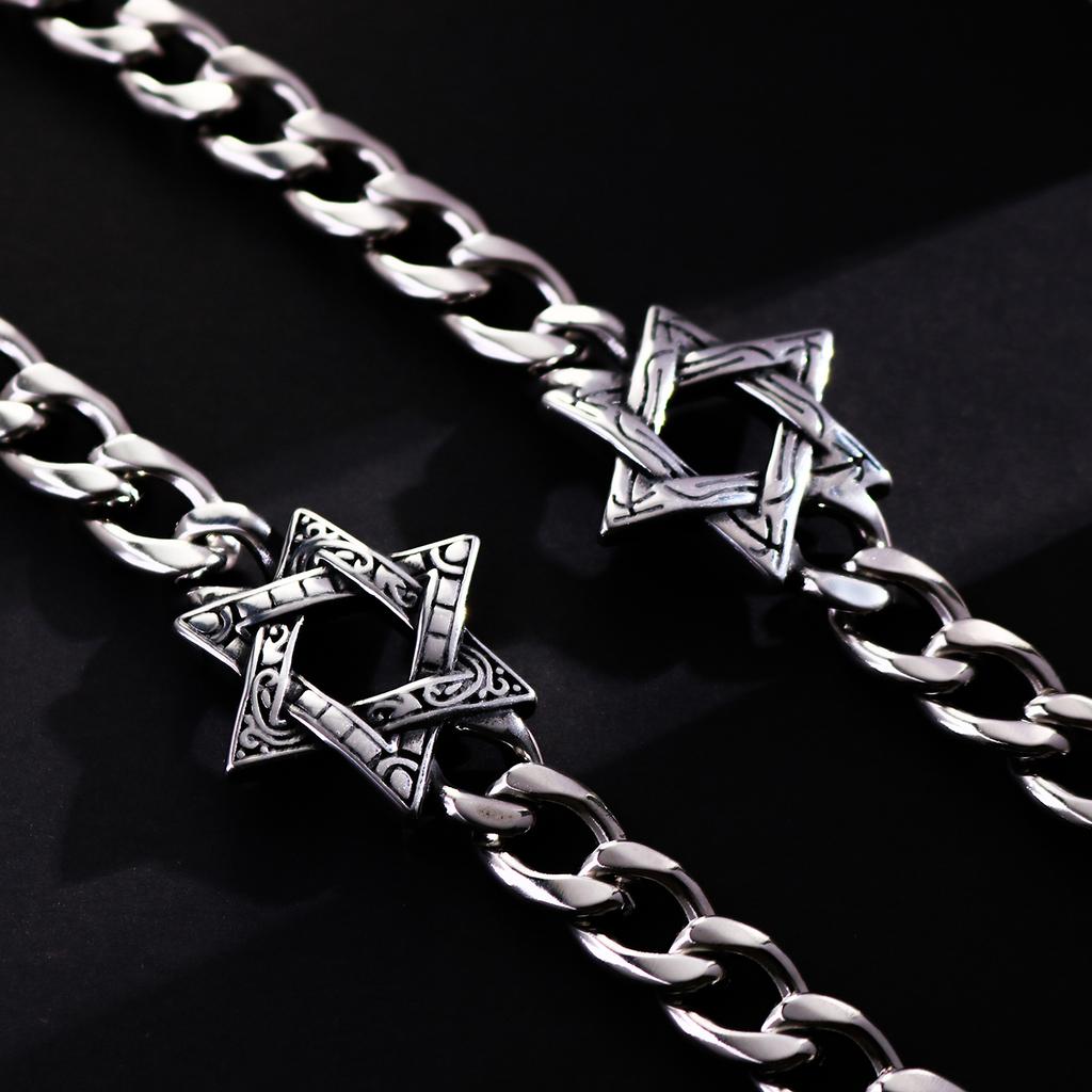 1PC Pulseras Hombre Stainless Steel Star of David Bracelets for Man Yurman David Star Bracelet Man Jewelry Man's Bracelets