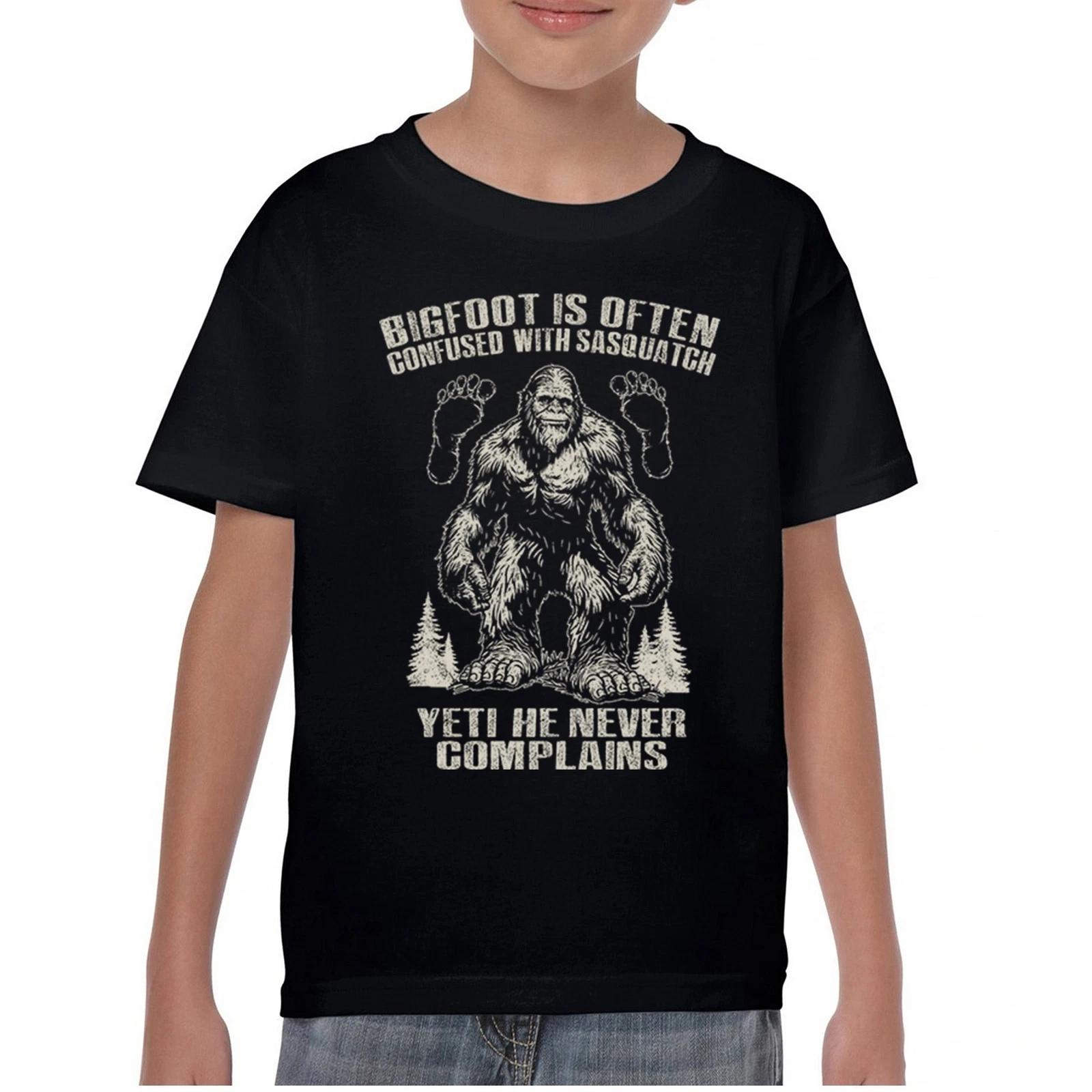 Bigfoot Is Often Confused With Sasquatch Youth kids boys T-Shirt Yeti Hike Camping Kids 100