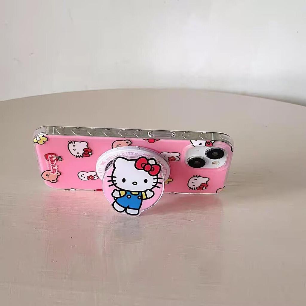 Wireless Charging Melody Hello Kitty Holder Casing For Samsung Galaxy S25 Ultra S24 S23 S22 S21 Plus Ultra S23 FE Phone Case