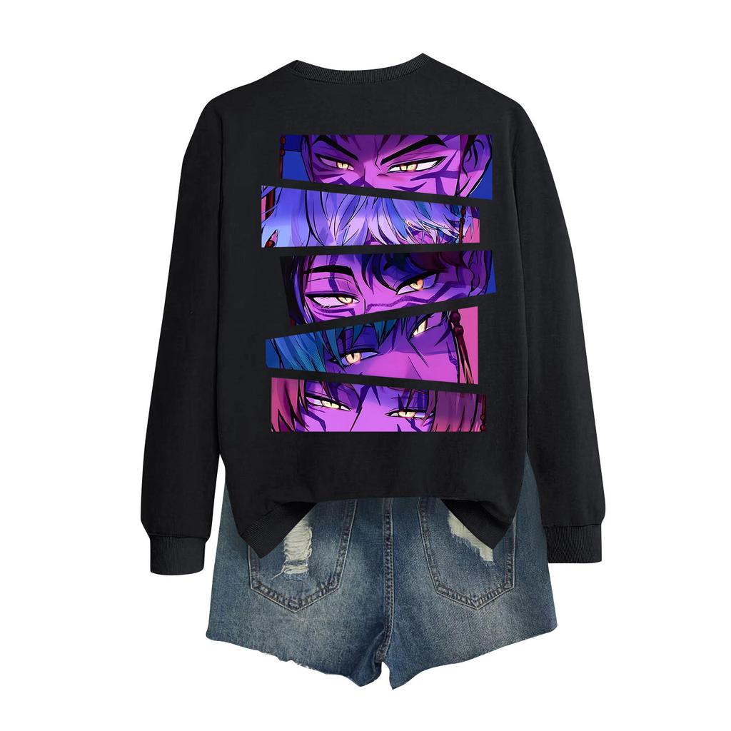 Women's Fashion Casual Long Sleeve Printed Round Neck Sweatshirt Top