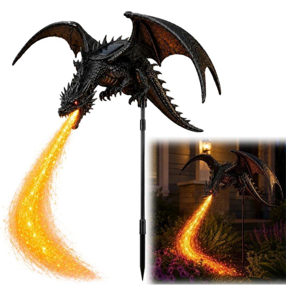 Resin Solar Dragon Fire Garden Light Solar Powered Solar Garden Light for Lawn Yard Patio Decor