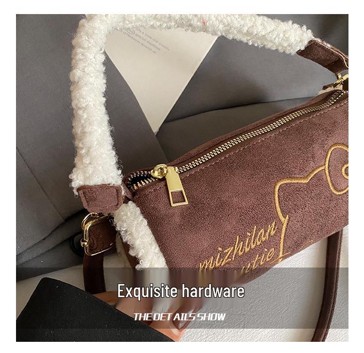 Niedliche Plüsch-Kätzchen-Handtasche für Kinder - Retro Runde Umhängetasche für Herbst/Winter