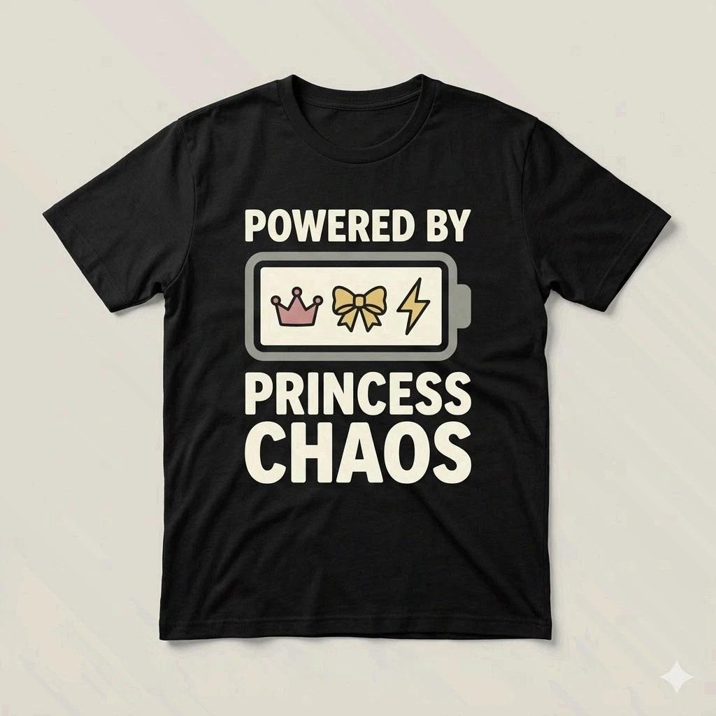 Powered By Princess Chaos Shirt Funny Girl Dad Gift XS