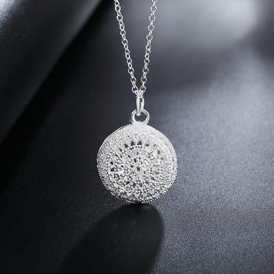 925 Sterling Silber Runde Zirkon Anhänger Halskette Hochzeit Charme Schmuck
