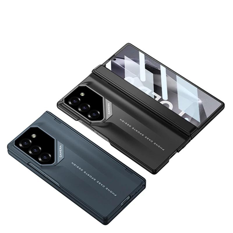 Luxury Matte Magnetic Hinge Phone Case for Samsung Galaxy Z Fold 7 6 5 Full Screen Protective Tempered Glass Film Protect Cover