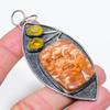 Natural Bird Eye Jasper, Citrine 925 Sterling Silver Jewelry Pendant 3.15" B5O54