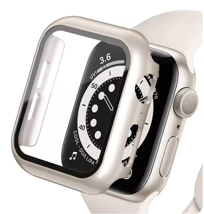 Glass+Cover For Apple Watch Case 45mm 44mm 41mm 42mm 40mm 38mm Accessories Hard Screen Protector iWatch Series 9 8 7 6 SE 5 4 3