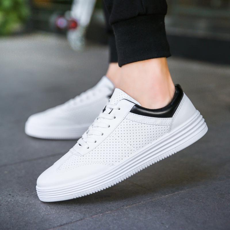 Białe buty letnie, buty męskie na grubej podeszwie, buty studenckie, oddychające buty sportowe i rekreacyjne