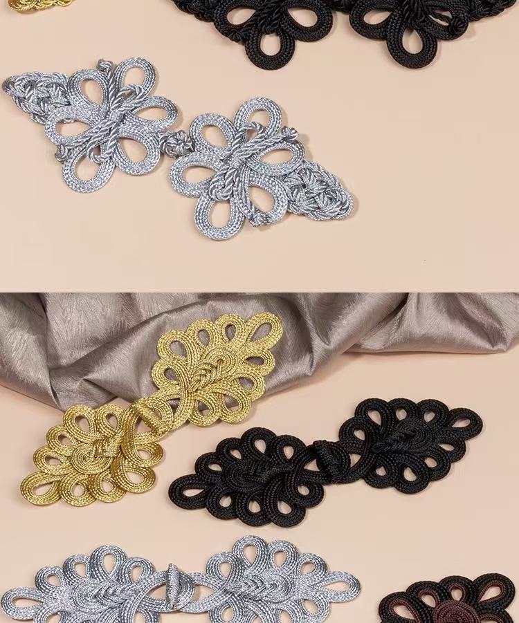1 Pairs Handmade Chinese Frog Closure Buttons Knot Cheongsam Button Large Gold Wire Button Exquisite Bowknot Dress