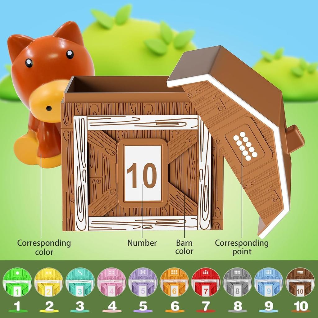 Giocattoli Fattoria Animali Abbinamento Casa Montessori Per Bambini Piccoli Burattini Dita Arcobaleno Riconoscimento Numeri Ordinamento Colori Giochi di Abbinamento
