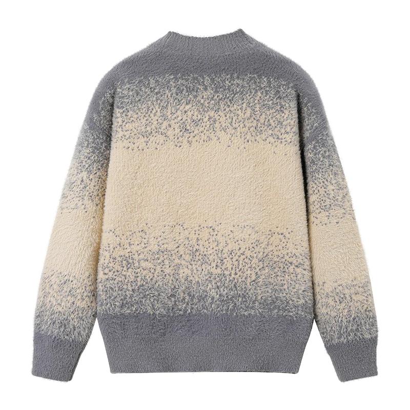 New Gradient Tie Dye Knit Cardigan Women Lazy Style Loose V Neck Sweater Fashion Casual Daily Knitted Outerwear Open Front Tops