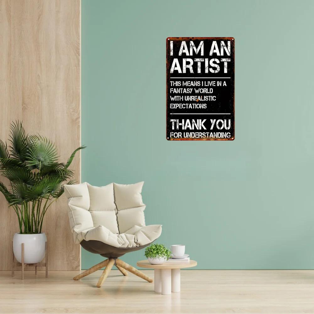 1 ud. Divertida Señal Metálica 'Fantasía de Artista' Lata Vintage Decoración Humorística Para Oficina y Cafetería Decoración de Pared Fácil de Colgar Decoración de Habitación Decoración del Hogar