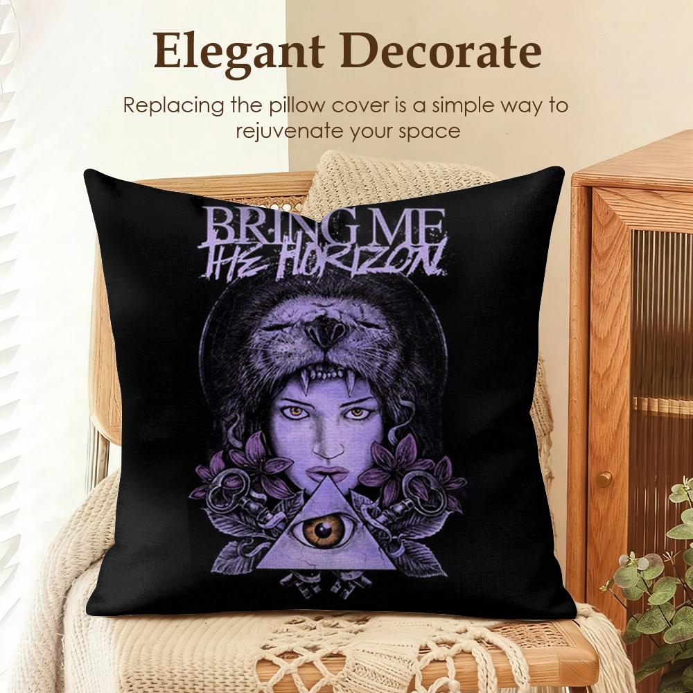 Band BBring Me the HHorizon Cushion Cover Natural Linen Organic Fabric DoubleSided Printing Sofa Home Decor Gift Pillow Case