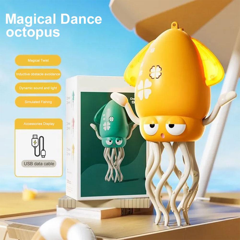 

Dancing Octopus Electric Toy Automatic Obstacle Avoidance Decompression Toy with Music & Lights Toddler Toys for Kids Toys жовтий