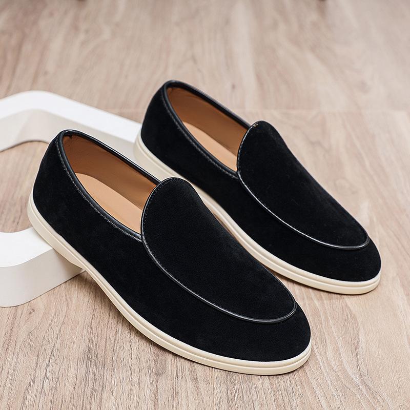 Mens Wide Width Suede Loafers Slip-On Moccasins Soft Sole Flat Comfortable Casual Driving Shoes Breathable Leisure Shoes Loafers