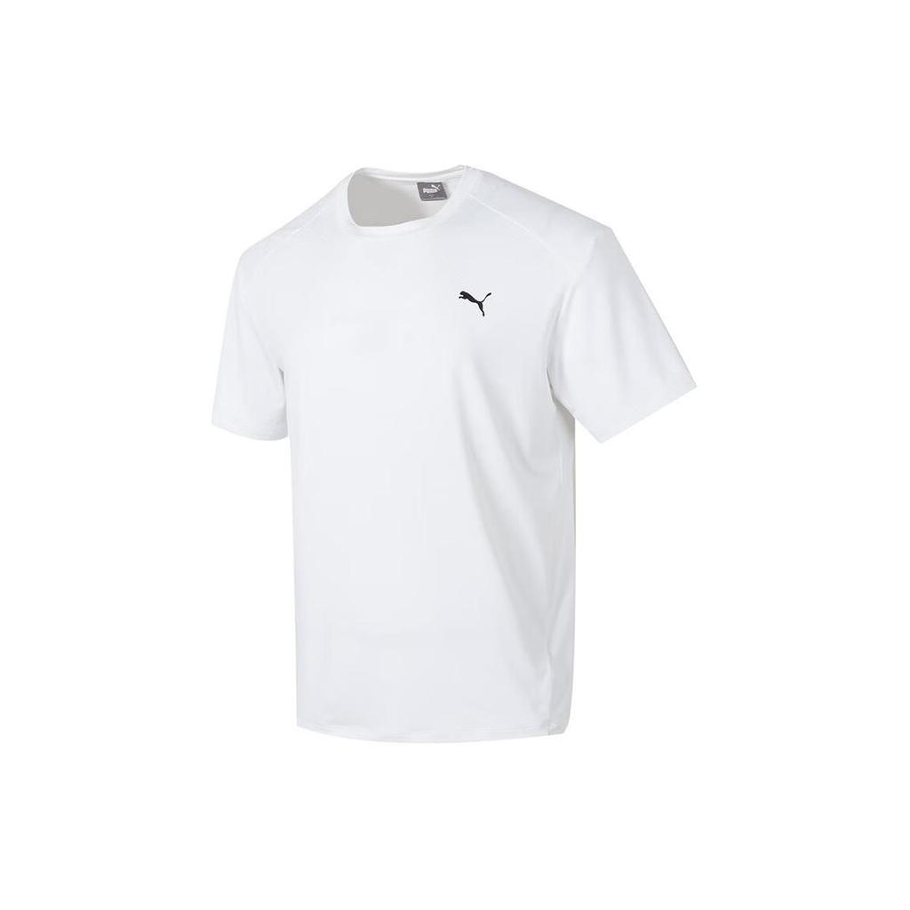 Puma Einfarbig Locker Geschnitten Rundhalsausschnitt Kurzarm Überschnittene Schultern T-Shirt Unisex T-Shirt Weiß 682915-02