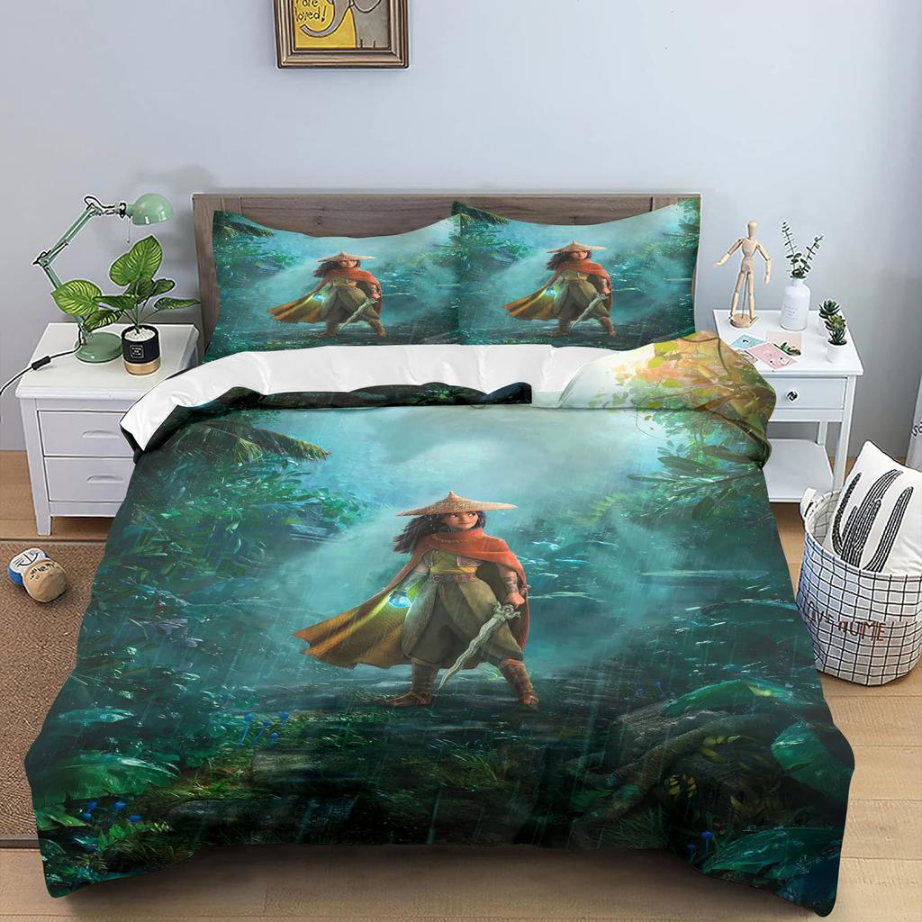 Raya And The Last Drag Comforte Bedroom Printed Cartoon Quilt Cover Bedding Set With Pillowcase Suitable For Children And Adults