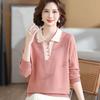 Women S Middle Aged Autumn Turn Down Collar Long Sleeve Knit Sweater Set