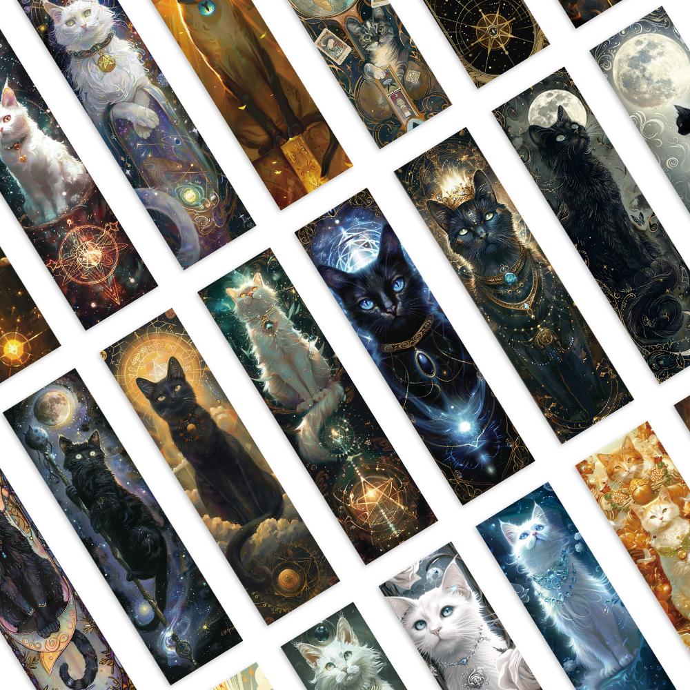 32pcs. Retro Mysterious Cat Bookmark, suitable for back-to-school season, Christmas, Halloween, teachers, readers, and birthdays