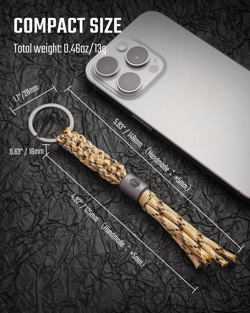 KeyUnity Paracord Keychain Stylish Key Key Key Loss Accessory for Knives and Outdoors KC02, Two-Color Braided, Ring, Strap, Charm, Prevention,