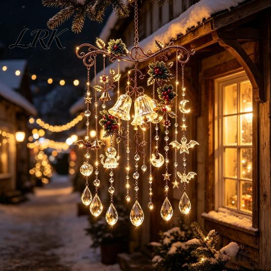 Festive Seasonal Gift Ideas Handmade Acrylic Wind Chimes for Christmas Window Decoration, Hanging Outdoor Ornaments Indoor Outdoor, Garden Living Room