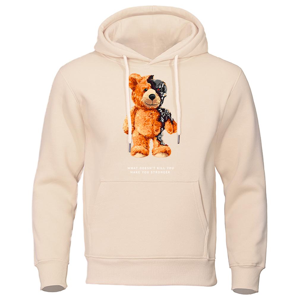 Ted Bear Show You What I Am Really Look Like Hoodies Men Fashion Funny Clothing Loose Oversized Sweatshirts Street Casual Coat