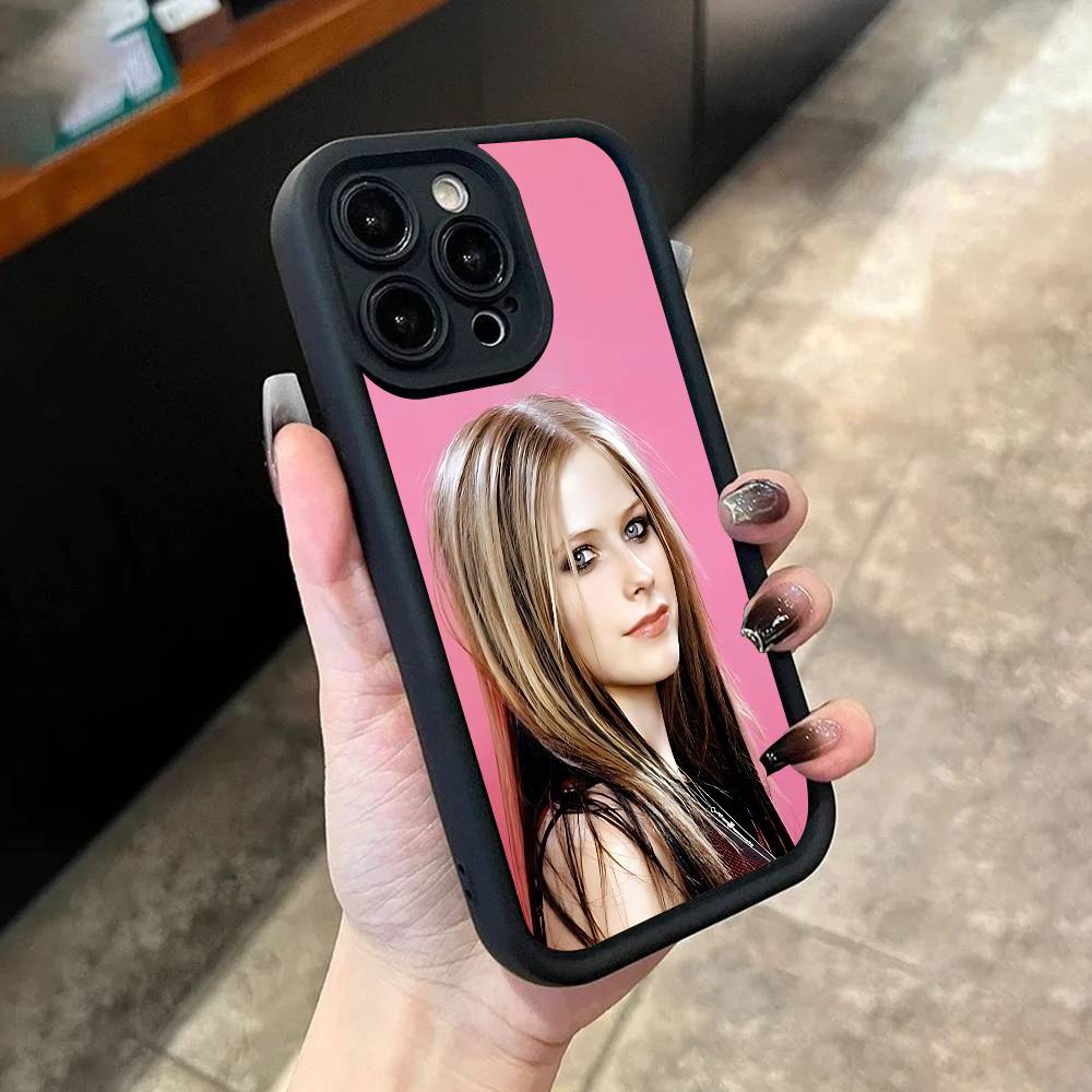 A-Avril L-Lavigne Phone Case For iPhone 17,16,15,14,13,12,11,Pro,Max,Plus,X,XS,SE4,E,Mini Black Thickened border Case