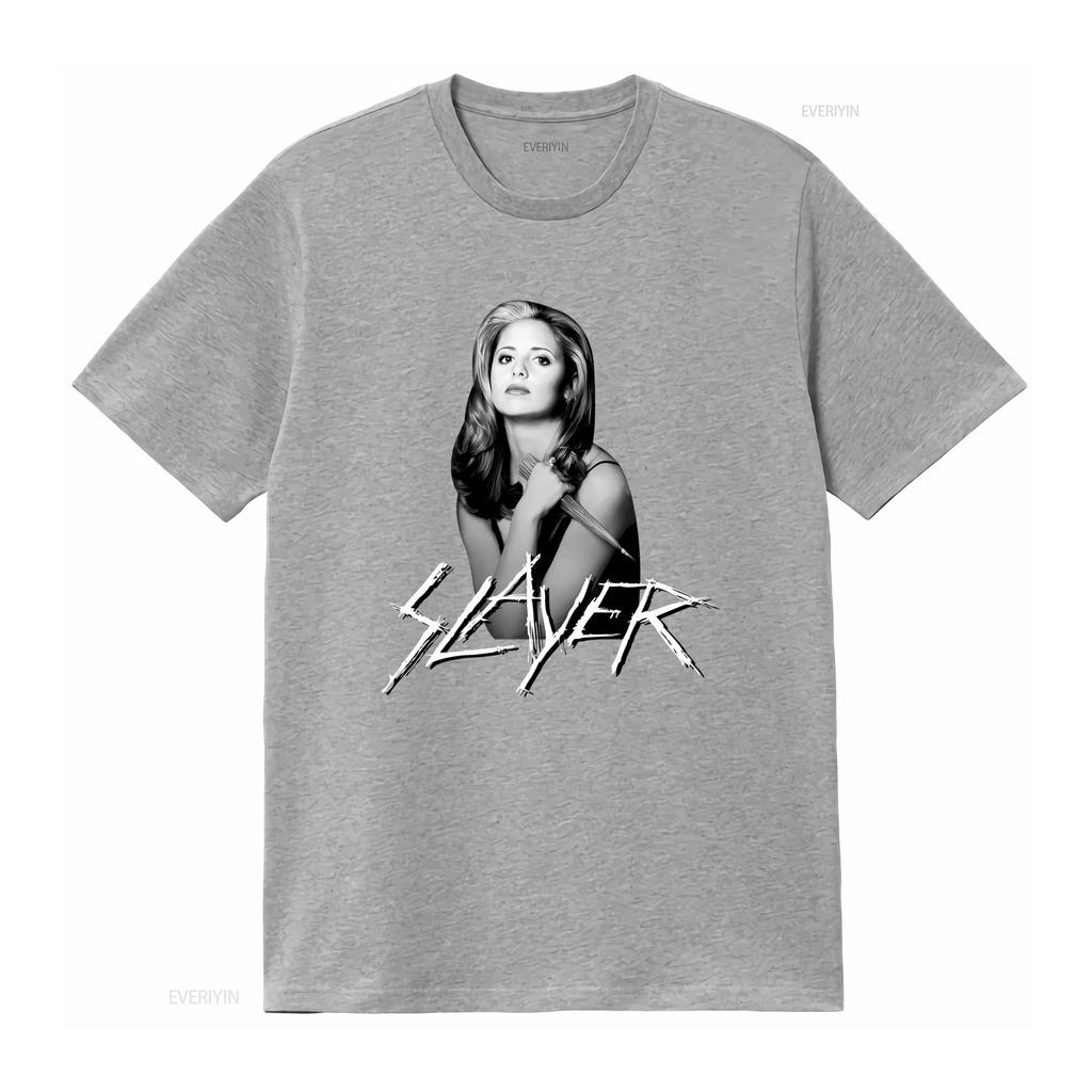 Retro Buffy The Vampire Slayer Black White Print Cool Casual Streetwear T Shirt vintage Washed Stretched Breathable