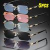5pcs Classic and Fashionable Frameless Glasses Suitable for Both Men and Women, Perfect for Photography and Outdoor Wear