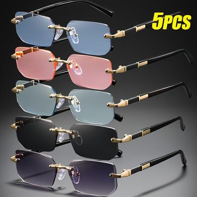 5pcs Classic and Fashionable Frameless Glasses Suitable for Both Men and Women, Perfect for Photography and Outdoor Wear