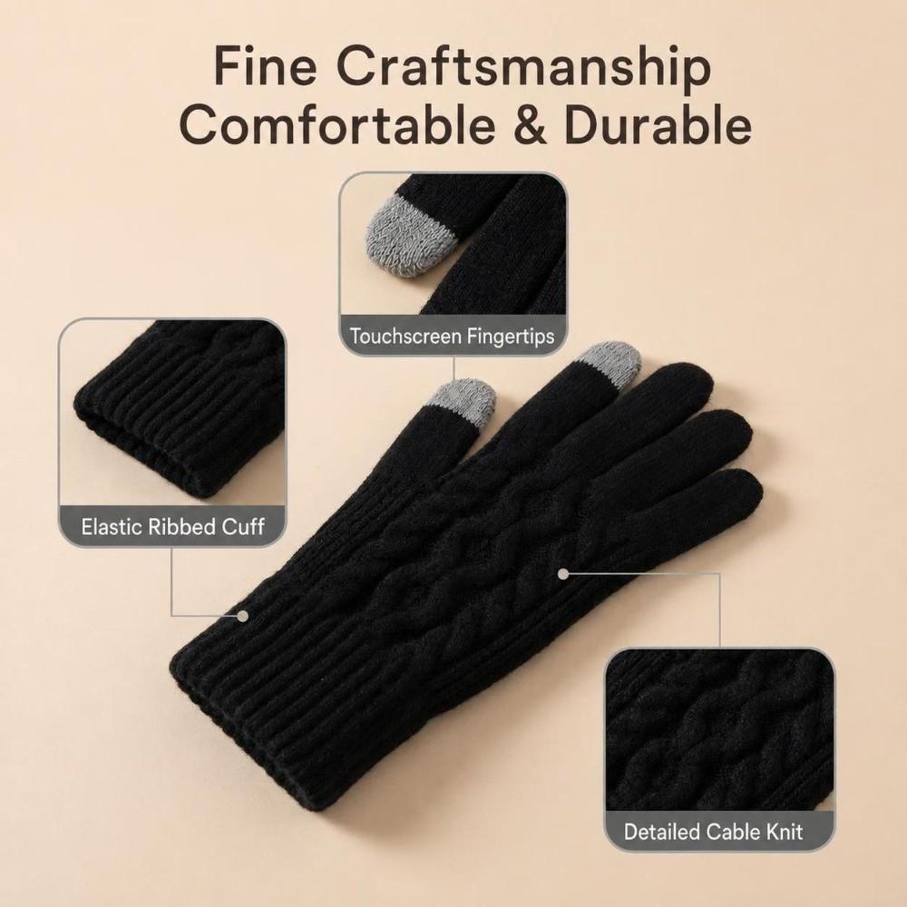 Thickened Winter Knitted Gloves Windproof Wool Gloves Fashion Cycling Gloves  for Men Women