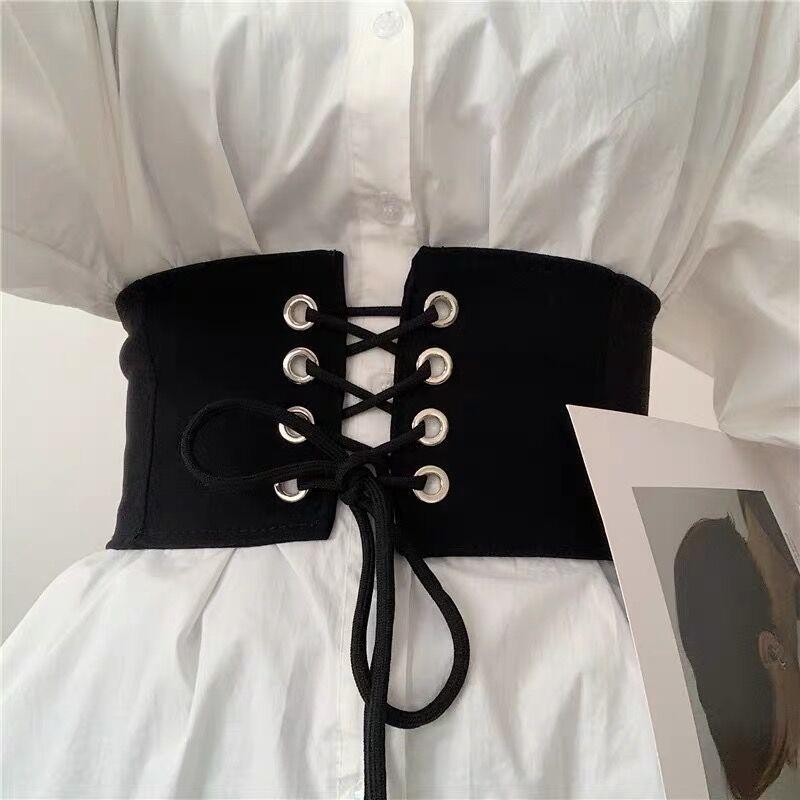 Fashionable Wide Body Shaping Belt Waist Seal Women's Decorative Shirt European and American Black Ultra-wide Zipper Belt for Women
