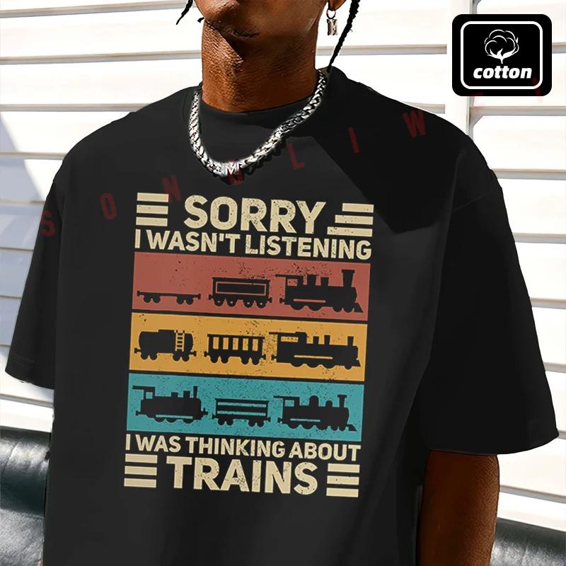 Men T-Shirt Sorry I Wasn’t Listening Graphic Motorcycle Cotton Tees O-neck Short Sleeve T Shirt