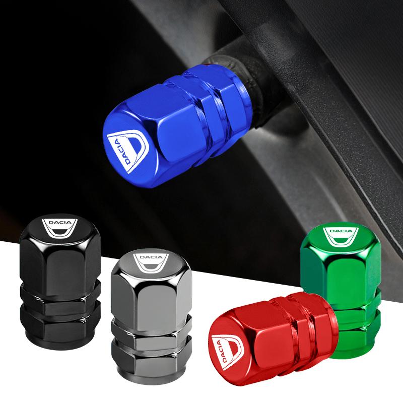 4pcs 3D Metal Car Tire Valve Caps Wheel Dust Cover For Dacia Duster Logan Sandero Stepway Dokker Lodgy MCV 2019 Spring Bigster