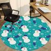 1pc Snowman Pattern Chair Carpet for Office, Round Non Slip Durable Large Size Office Carpet, Suitable for Office