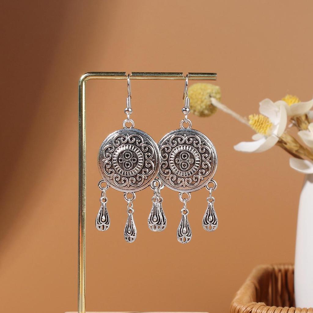 Retro Miao Silver Tassel Earrings: Ethnic Yunnan Long Dangle Women's Jewelry