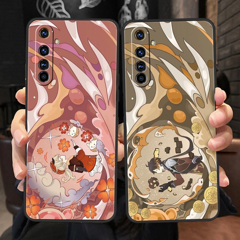 For Realme 10 9 8 5G 7 6 GT2 Pro Plus 9i 8i C21 C11 C25 C35 Genshin Impact Cartoon Logo Phone Case For Realme GT Neo 2 3T Cover