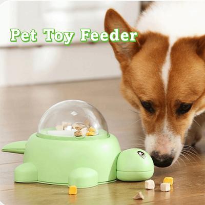 Green Turtle-Shaped Pet Toy Feeder Foot-Press Rotating with 3 Lids Cat Treat Dispenser 15/20/25mm Hole Easy To Install