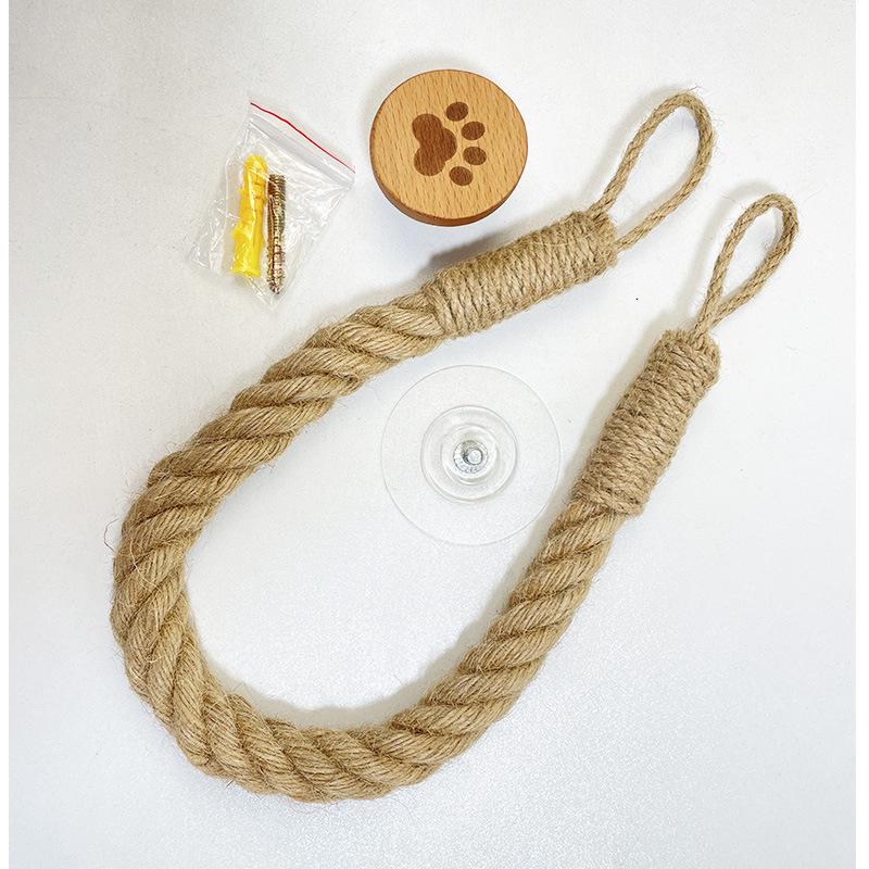 

Solid Wood Hemp Rope Tissue & Towel Holder - No-Punch Creative Storage Rack