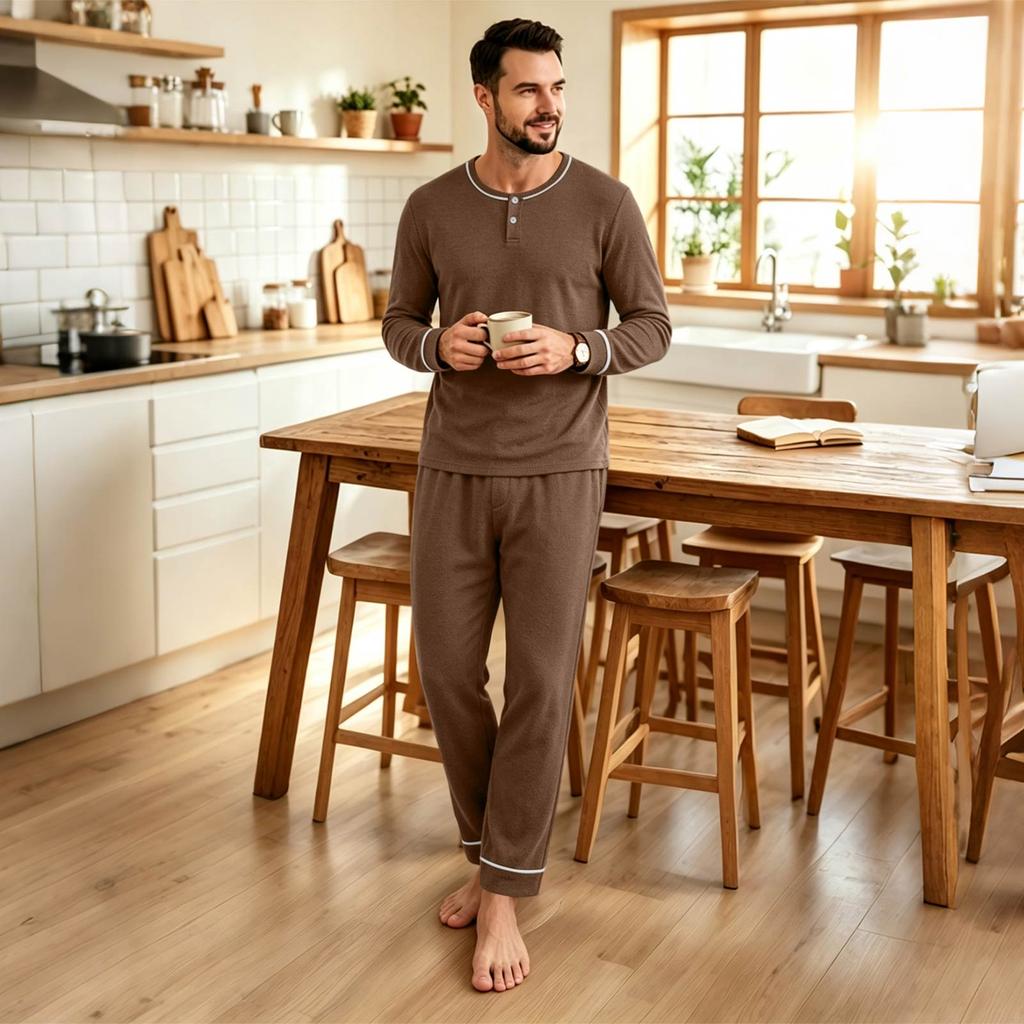 Men's Loose Fit Pajama Set Casual Comfortable Sleepwear for Home Lounging