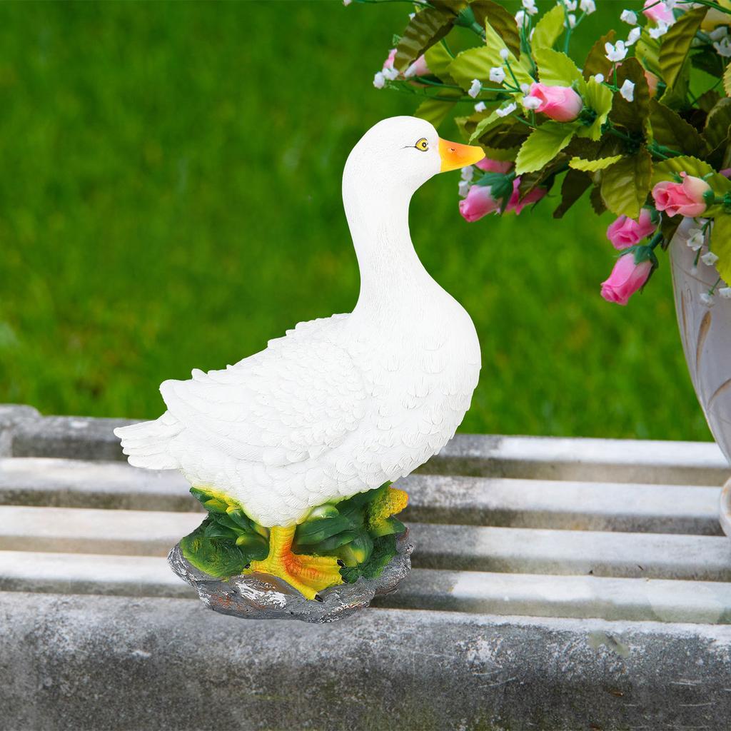 Duck Figurine Decoration Simulation Waterproof Resin Animal Sculpture Ornament for Garden Lawn