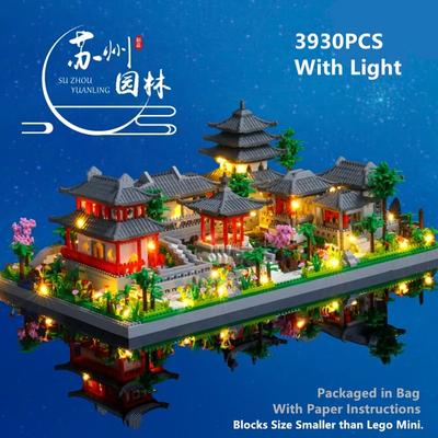 Arhitectura Micro Blocuri de Constructie Model Turn West Lake Trees Bricolaj Diamant Caramizi cu Jucarii usoare pentru Copii Adulti Cadou