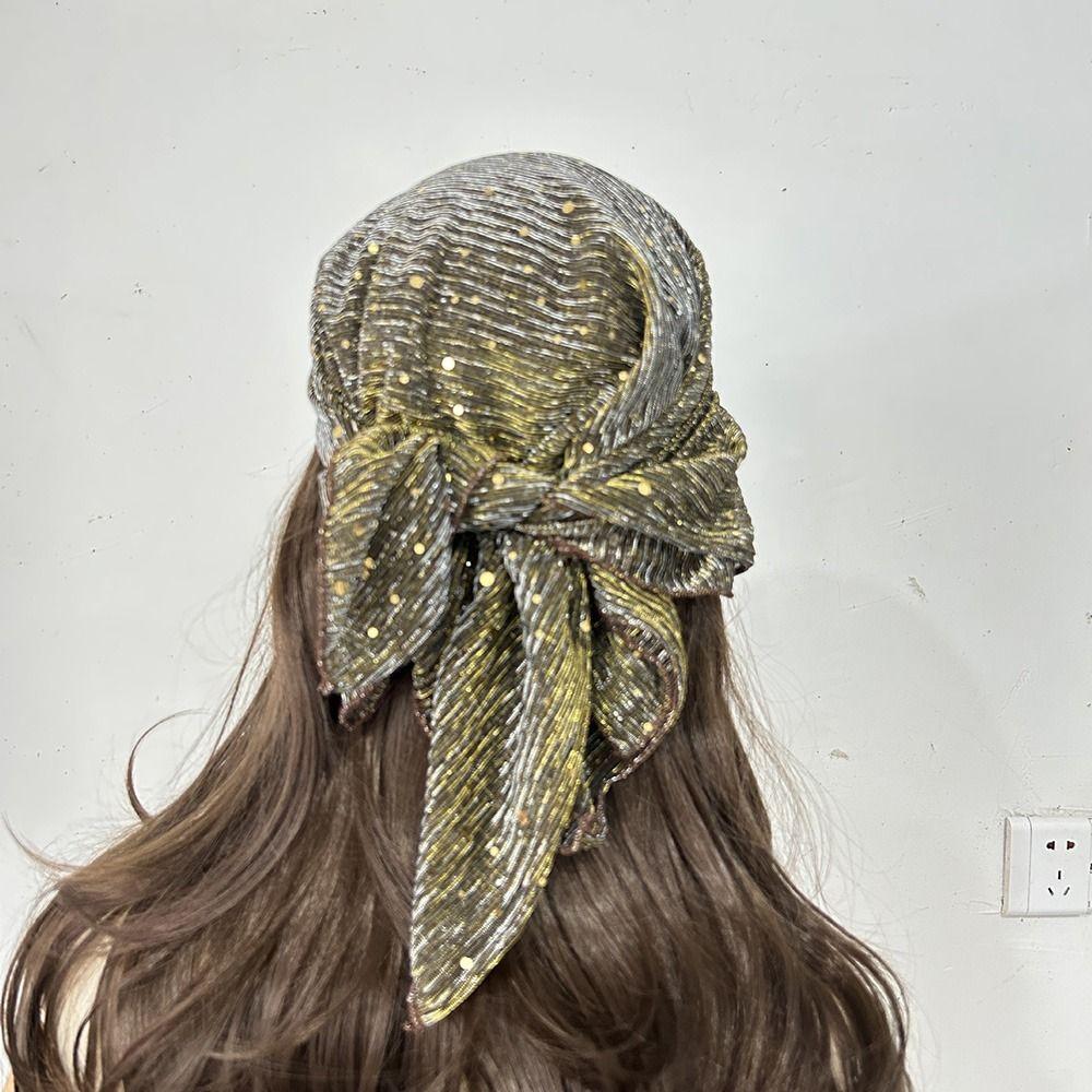 60cm*60cm Hairband Wrinkle Head Wraps Stylish Chemo Beanie Headwraps All Season