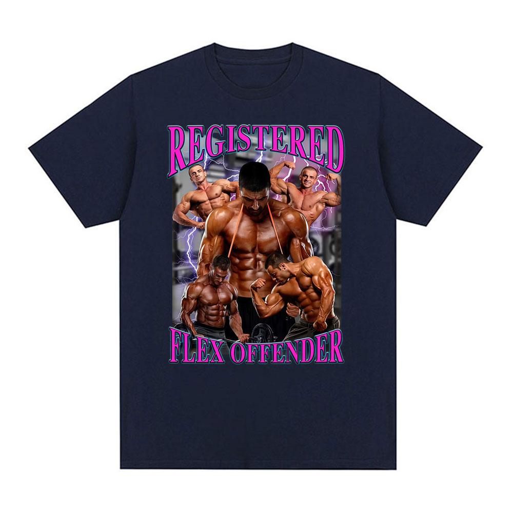 Registered Flex Offender Funny Gym T Shirt for Unisex Hip Hop Retro Oversized T Shirts Unisex Cotton Casual Loose Short Sleeve Tshirt