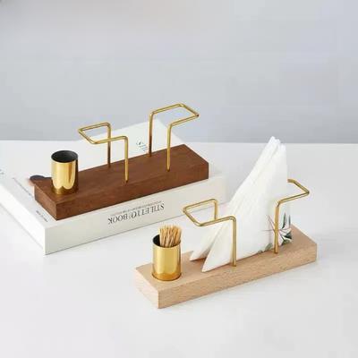 Wood Tissue Holder Elegant Desktop Organizer New Toothpick Box Dining Table