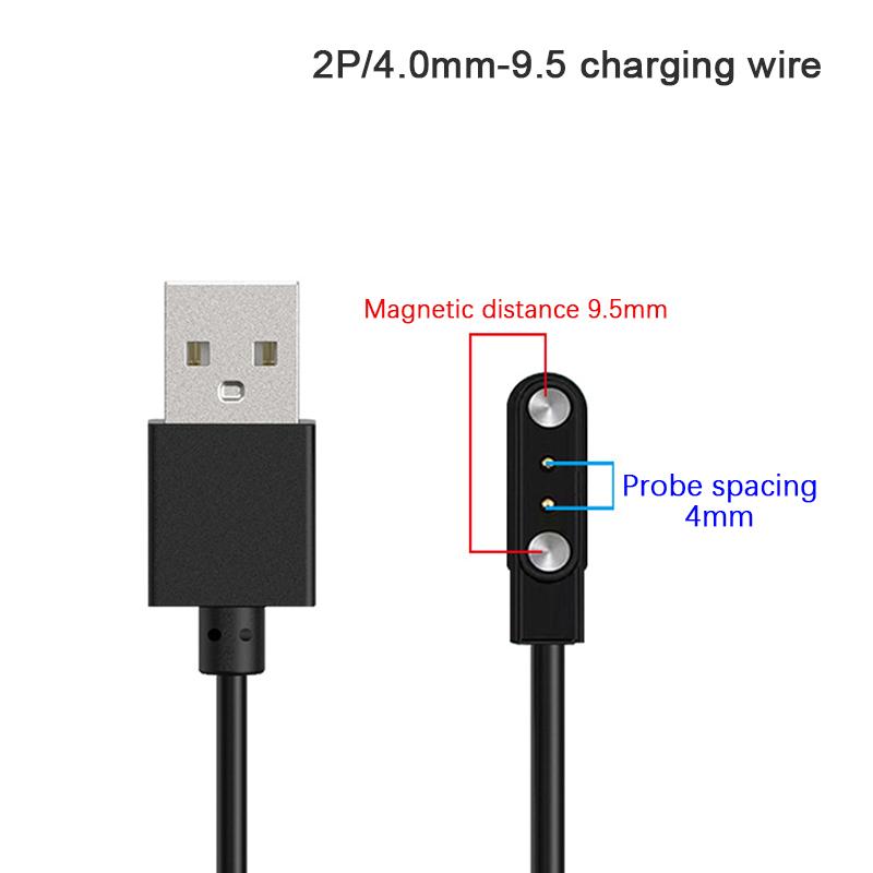 Cabo de Carregamento Magnético Forte de 2 Pinos Linha de Carregamento Usb Corda Corda Cor Preto Branco Compatível Com Smartwatches Universal