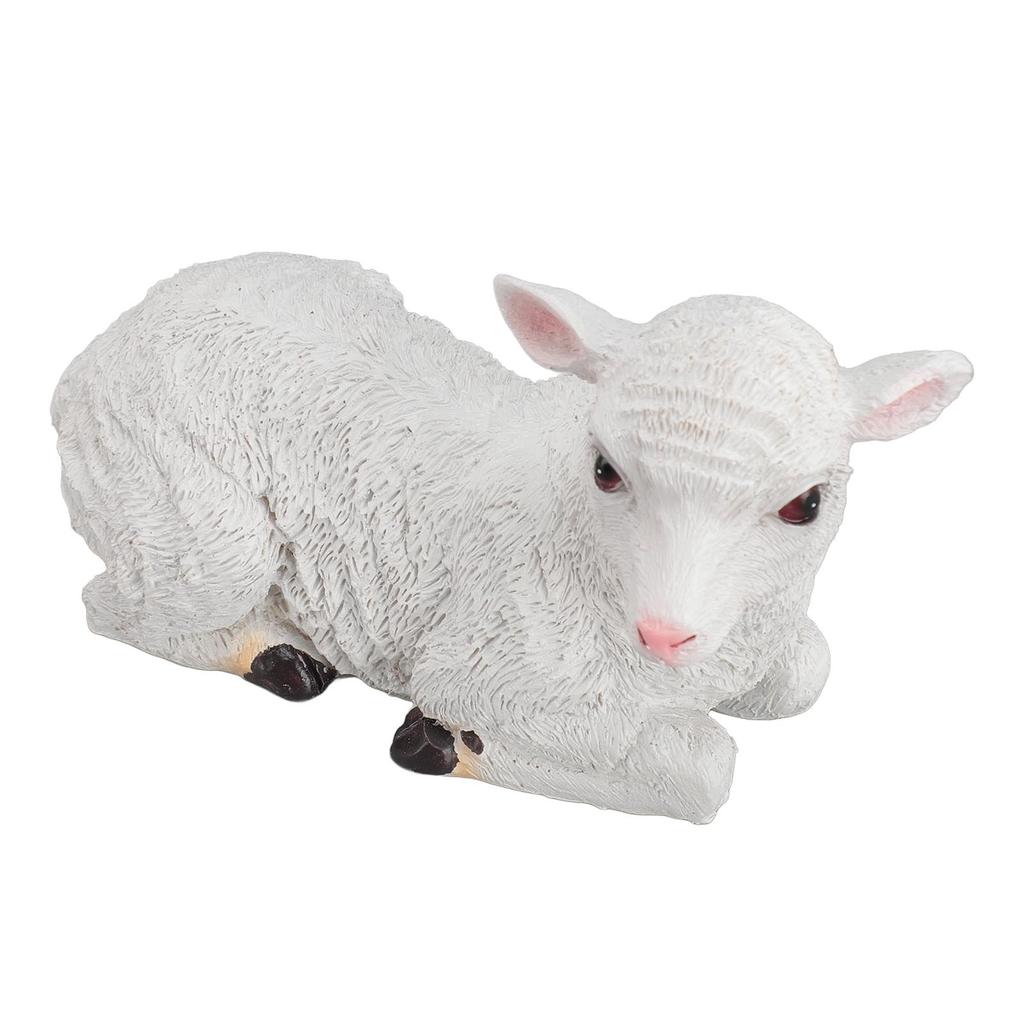Resin Sheep Ornament Multipurpose Cute Vivid Fine Crafted Waterproof Garden Sheep Statue for Outdoor Indoor