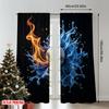 Flat Printing Curtain Fire Water Soccer Ball Digital Printed Polyester Drapes Festive Holiday Use Door Wall Yard All Curtains Set Of 2 Made