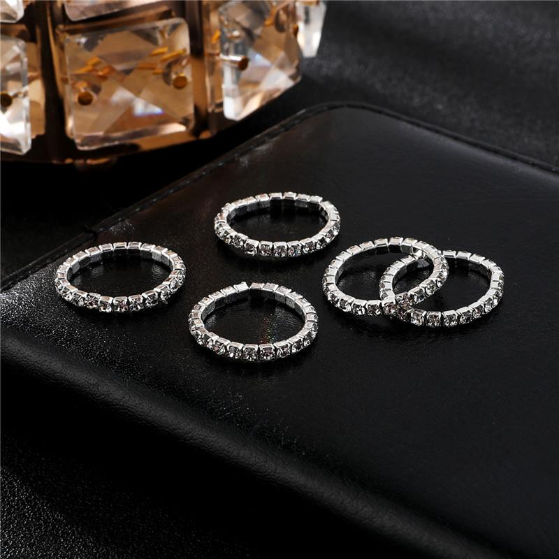 Single Row Rhinestone Ring, Elastic Ring, Diamond-Set Ring, Mixed Batch Elastic Ring